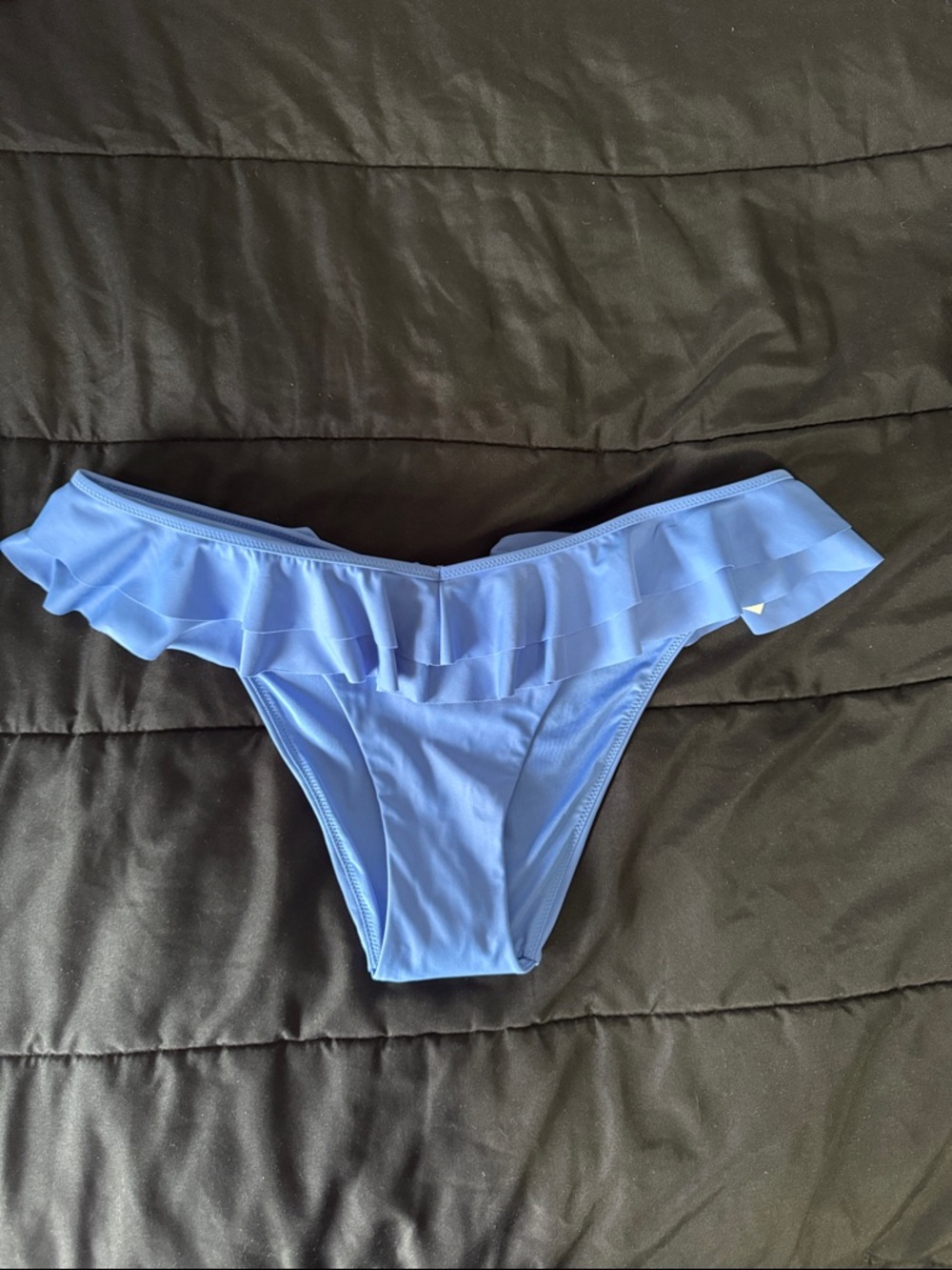 aerie Light Blue Cheeky Bikini Bottom with Ruffle Trim